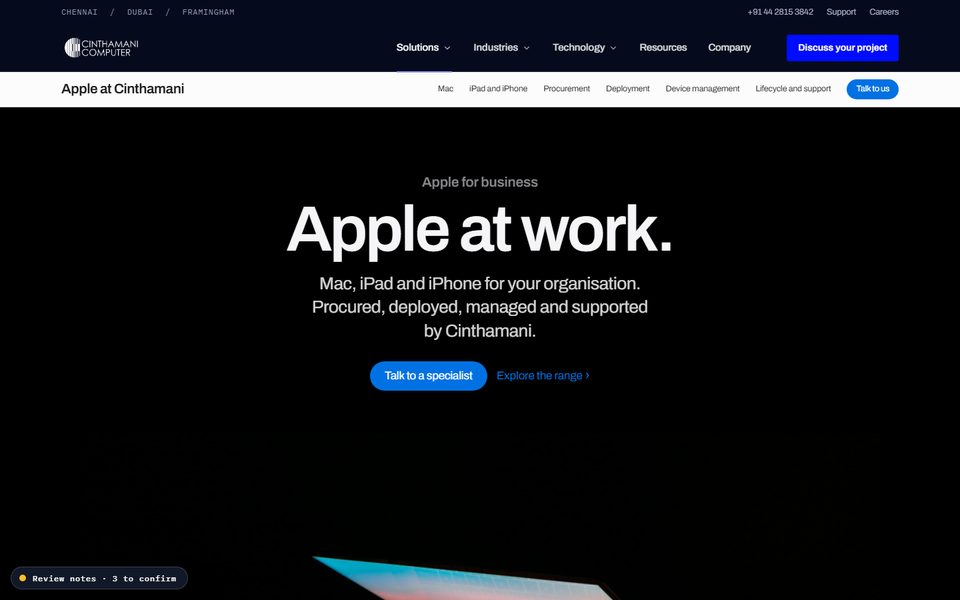 Apple Enterprise page preview