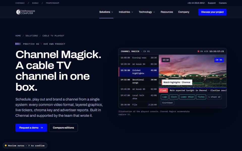 Cable TV Playout page preview