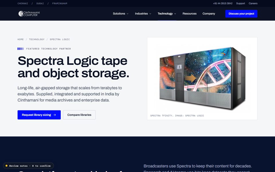 Spectra Logic page preview